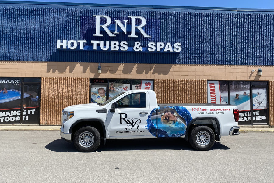 An RnR service truck outside the Barlow Trail showroom in Calgary